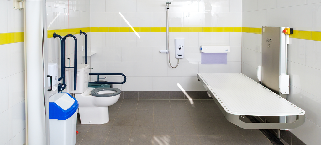 Picture shows the inside of a Changing Places toilet.