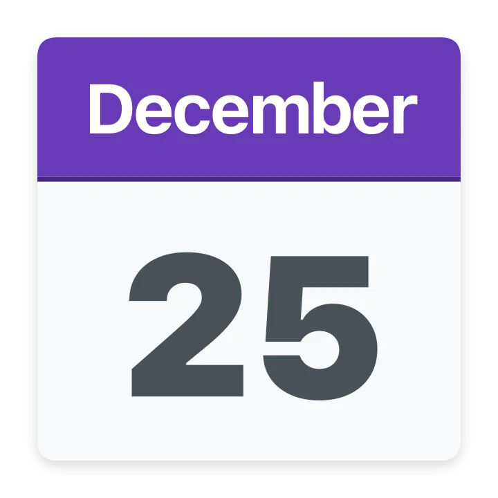 A calendar page: 25 December.
